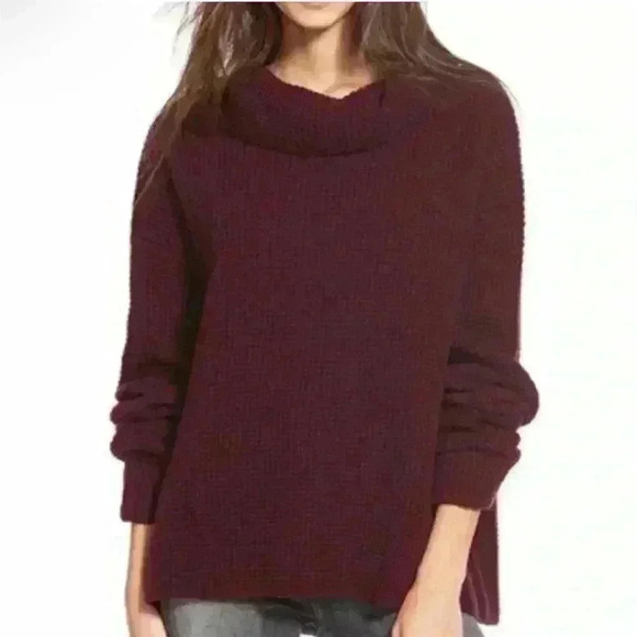 FREE PEOPLE Sidewinder Wool Pullover Berry Size Large NWT - Picture 2 of 6